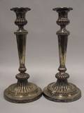 Pair of English Sheffield Silver Plated Candlesticks