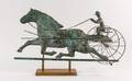 Copper Horse  Rider Weathervane on Wooden Base