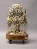 Victorian Seashell Floral Arrangement under a Glass Dome