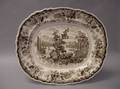 Large Brown and White Grecian Scenery Transfer Decorated Staffordshire Platter