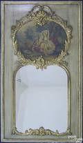 Continental carved painted and giltwood mirror late 19th c