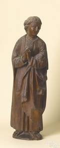 German carved pine figure of a saint German early 17th c