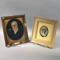 Framed Portrait Miniature of a Woman and a Small Portrait of a Gentleman