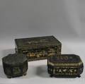 Three Chinese Export Giltdecorated Black Lacquer Boxes