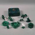 Eleven Carved Malachite Items