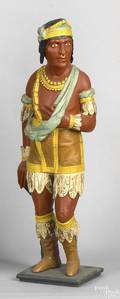Carved and painted tobacconist figure of an Indian late 19th c