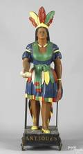 American carved and polychromed cigar store Indian maiden late 19th c
