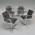 Set of Four Modernist Chrome Swivel Chairs