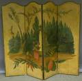 Frenchstyle Painted Provincial Scenedecorated Canvas Fourpanel Floor Screen