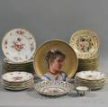 Two Parcelgilt and Floraldecorated China Plate Sets and Three Ceramic Items