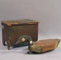 Diminutive Brownpainted Sixboard Chest and a Carved Working Canada Goos