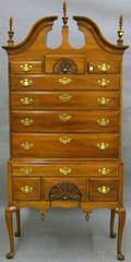 Statton Chippendalestyle Carved Cherry Bonnettop Highboy