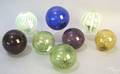 Eight colored glass witches balls