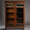 Twodoor Oak and Leaded Glass Fourstack Bookcase