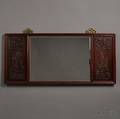 Brass Mounted Reliefcarved Hardwood Asian Mirror