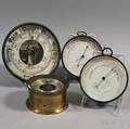 Four Brass Aneroid Wall Barometers