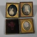 Three Sixthplate Daguerreotypes of Painted Portraits of Ladies