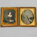Two Sixthplate Daguerreotype Portraits of Women with an Accordion