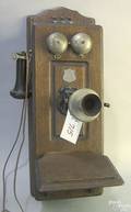 American Electric Telephone Co oak wall phone