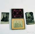 Sixthplate Ambrotype of an African American Couple and Two Portrait Tintypes