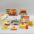 Twelve Meccano Dinky Toys Diecast Metal Aircraft Ship and Emergency Vehicles