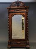 Renaissance Revival Walnut Mirrored Armoire