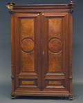 Burl Walnut Veneered Renaissance Revival Armoire