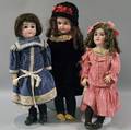 Three Large German Bisque Head Dolls