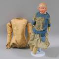 Heubach Bisque Shoulder Head Smiling Character Doll and German Composition Partial Body
