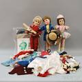 Three Hard Plastic Mary Hoyer Dolls with Large Group of Outfits
