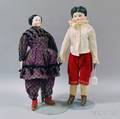 Two Blackhaired China Head Dolls