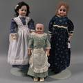 Three German Bisque Head Dolls