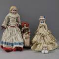 Three Pariantype or Tinted Bisque Dolls and a Doll Head