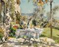 Gabriel Deschamps French b 1919 Terrace Breakfast Scene