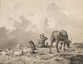 Dutch School 18th19th Century View of a Shepherd with Sheep and Ox