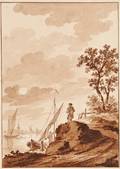 Dirk Kuipers Dutch 17331796 Figure by a Road in a River Landscape with Shipping Nearby