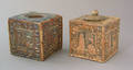 Two inkwells from Moravian Tile Works Doylestown Pennsylvania early 20th c