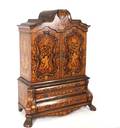 Diminutive Dutch Marquetry Bombe Cabinet