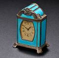 Miniature Silver and Enameled Desk Clock