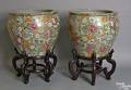 Pair of export porcelain jardinieres on stands