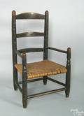 Pennsylvania or New Jersey childs 3slat ladderback armchair 19th c