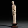 Polychrome Ivory Standing Figure of a Woman
