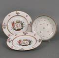 Pair of Enameldecorated Porcelain Serving Plates and a Bowl