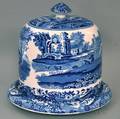 Copeland Spode Blue Transferdecorated Pottery Cheese Dome in the Italian Pattern