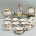 Forma Bavaria Richard Ginori Porcelain Partial Tea Service and Mexican Silver Overlay Beverage Set