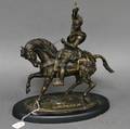 Patinated Bronze Asian Warrior on Horseback Figure
