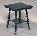 Victorian Ebonized Oak Parlor Table with Glass Ball and Claw Feet
