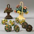 Ten Floral Cast Iron Curtain Tiebacks and Doorstops
