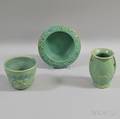 Three Matte Green Glazed American Art Pottery Items