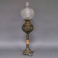 Gilt Cast Iron Marble and Glass Fluid Burning Table Lamp